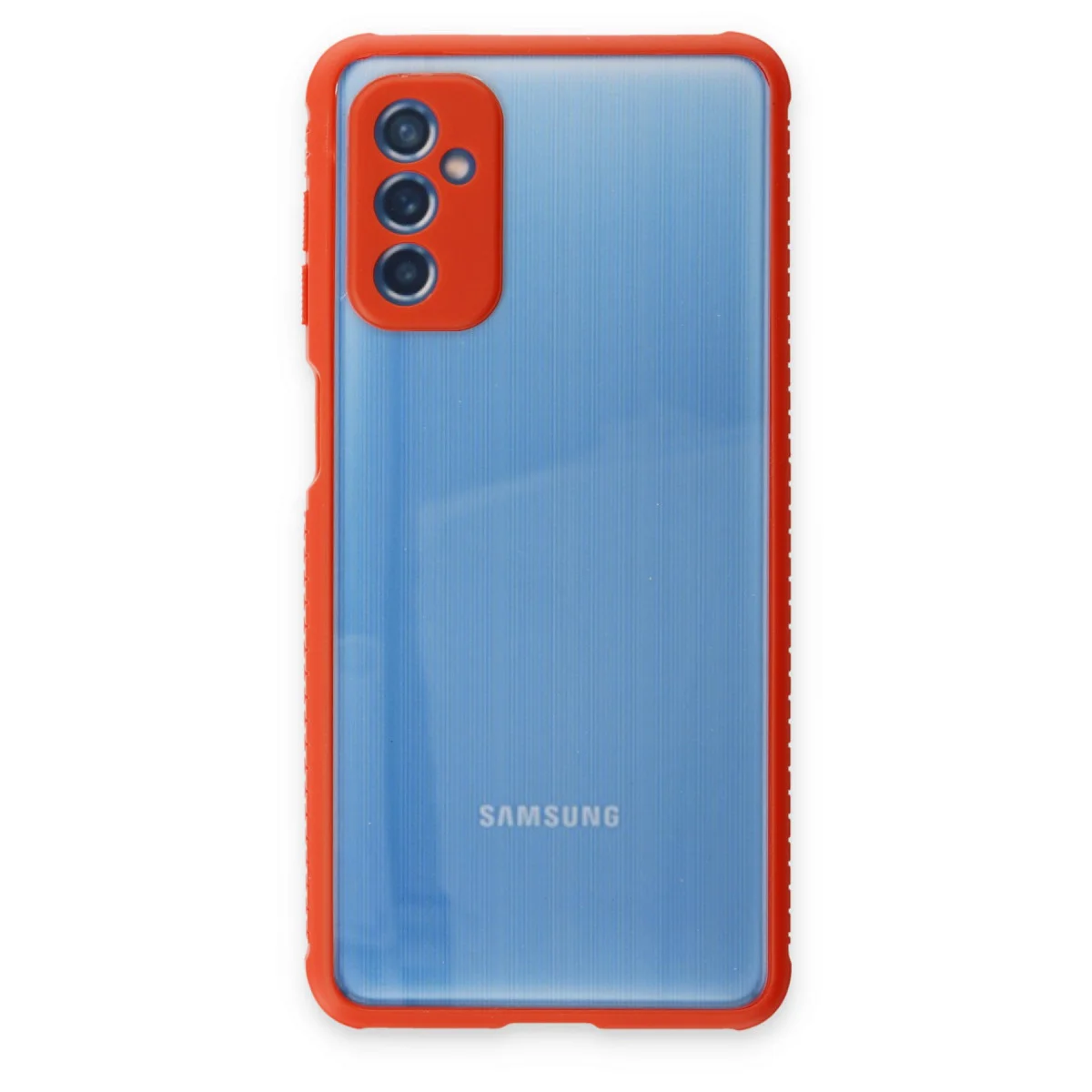 Galaxy M52 5G Miami Şeffaf Silikon Kılıf - Kırmızı (Hassas Koruma)