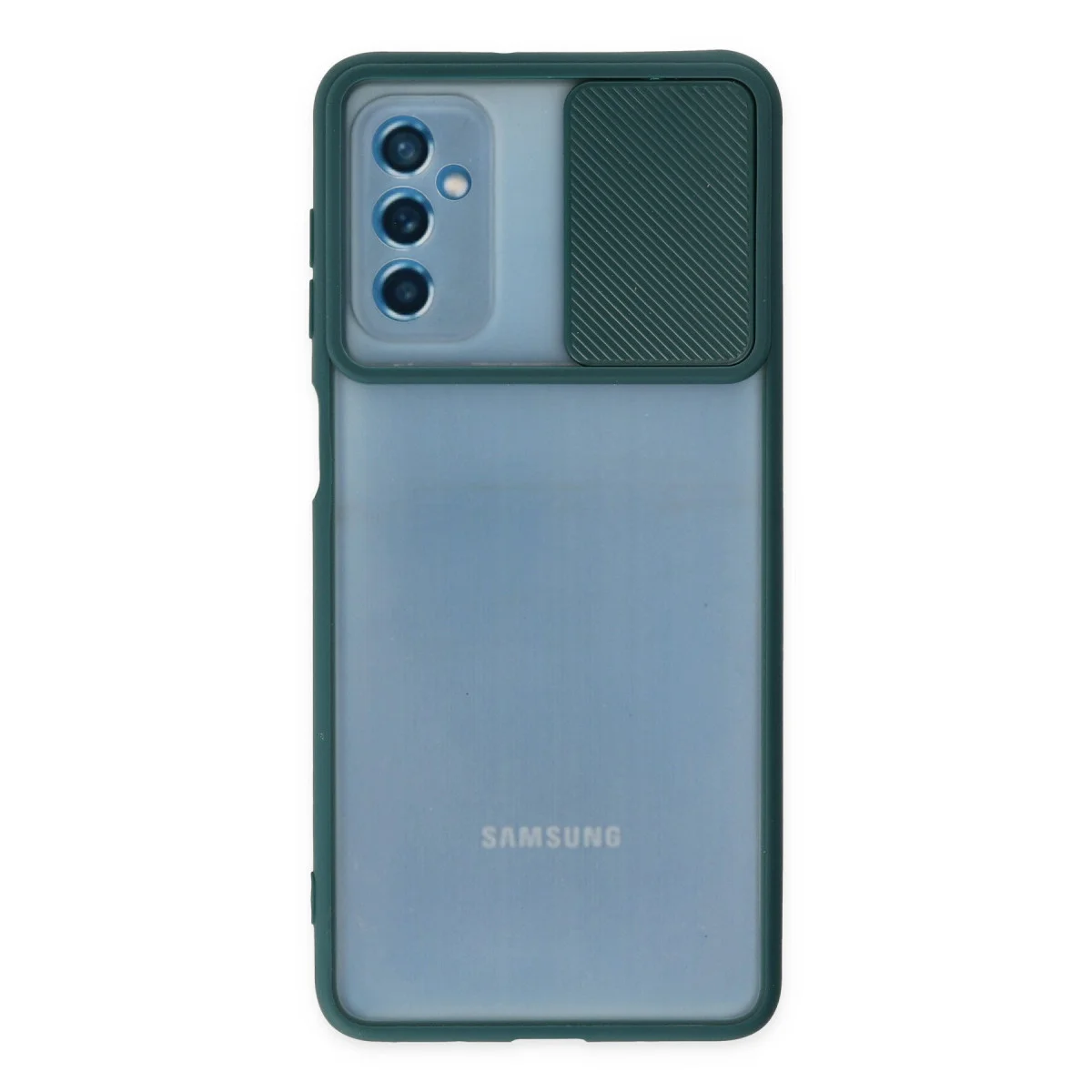 Galaxy M52 5G Silikon Kılıf Yeşil Palm Buzlu Kamera Koruma