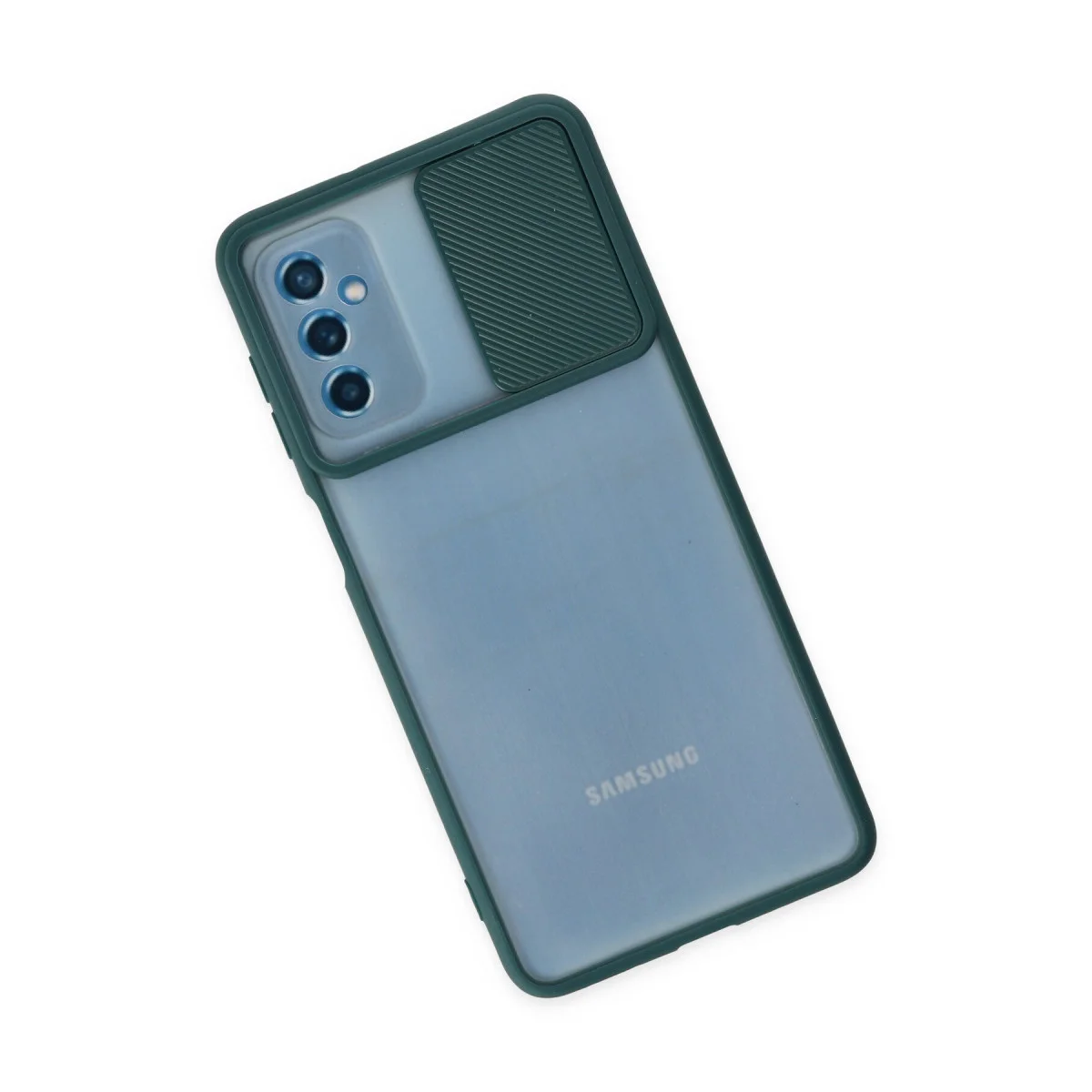 Galaxy M52 5G Silikon Kılıf Yeşil Palm Buzlu Kamera Koruma