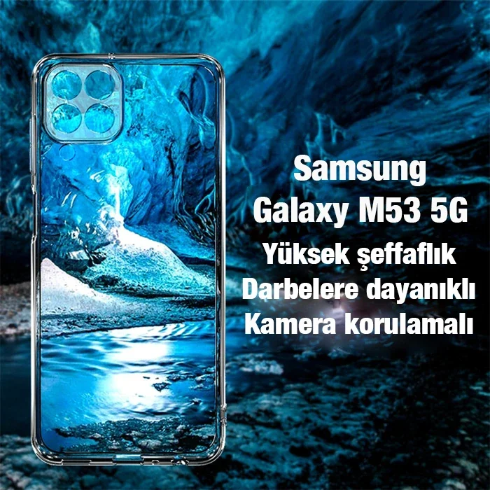 Galaxy M53 Kılıf - Kamera Korumalı Ultra İnce Şeffaf Silikon Telefon Kılıfı