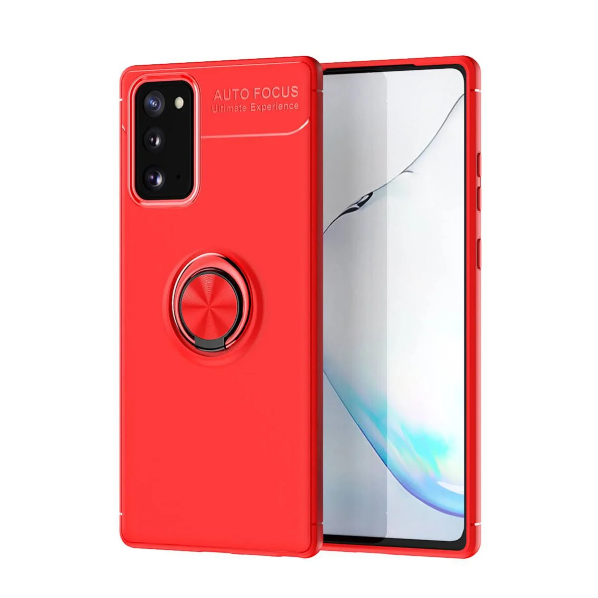 Galaxy Note 20 Kılıf - Range Yüzüklü Silikon Kırmızı - 360° Dönebilir Stand ve Mıknatıs Tutucu