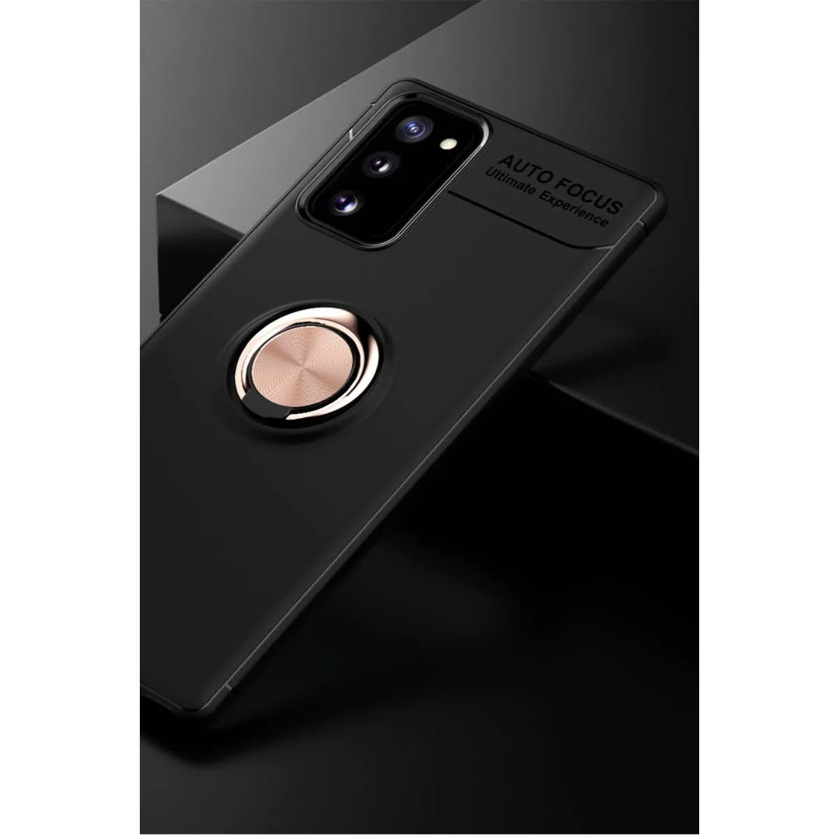 Galaxy Note 20 Range Yüzüklü Silikon Kılıf - Siyah-Gold