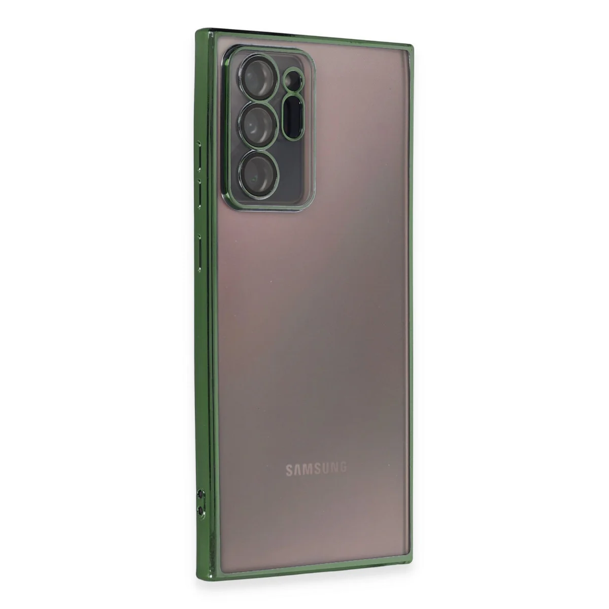 Galaxy Note 20 Ultra Razer Lensli Silikon Kılıf Yeşil - 4 Köşe Darbe Emici ve Yüksek Tutuş