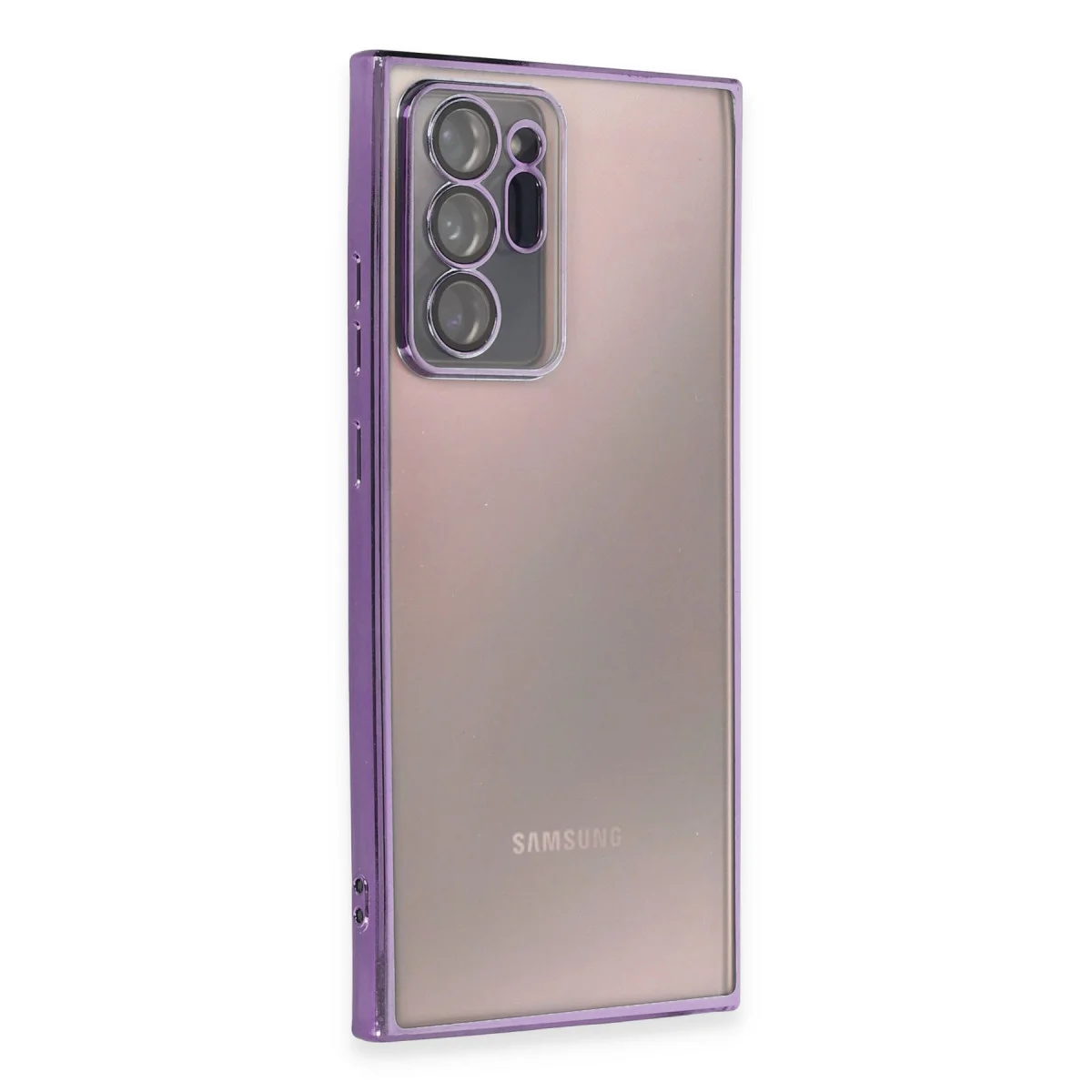 Galaxy Note 20 Ultra Razer Lensli Kamera Koruması - Mor Silikon Kılıf