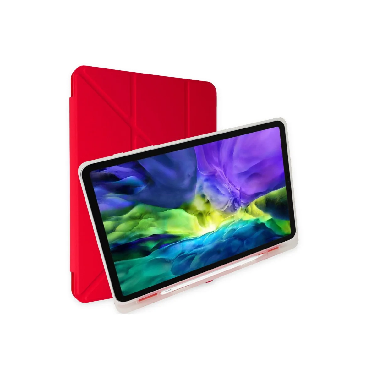 Galaxy P610 Tab S6 Lite 10.4 Kılıf Kalemlikli Mars Tablet Kılıfı - Kırmızı