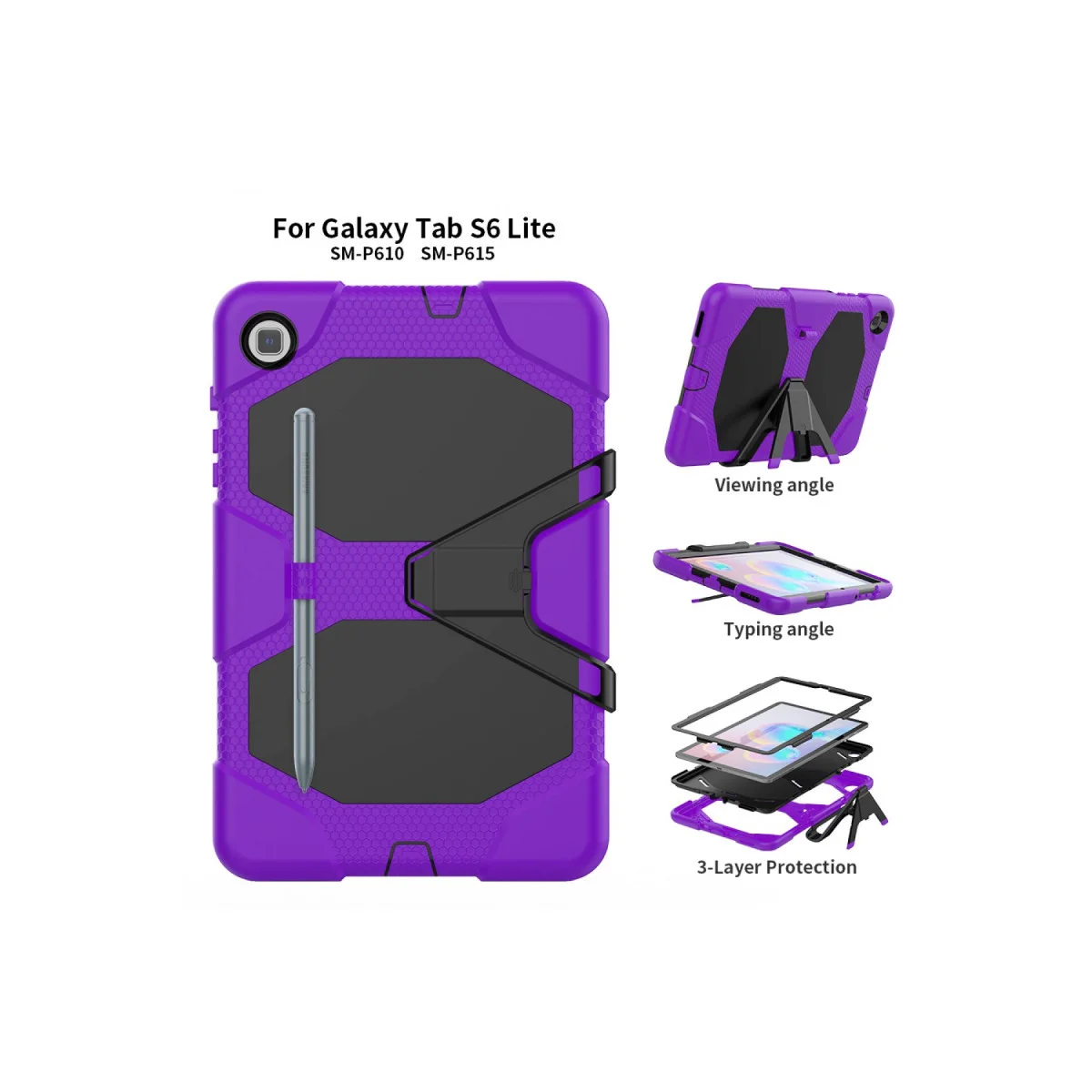 Galaxy P610 Tab S6 Lite 10.4 Kılıf - Mor Tablet Koruyucu Kılıf ve Stand