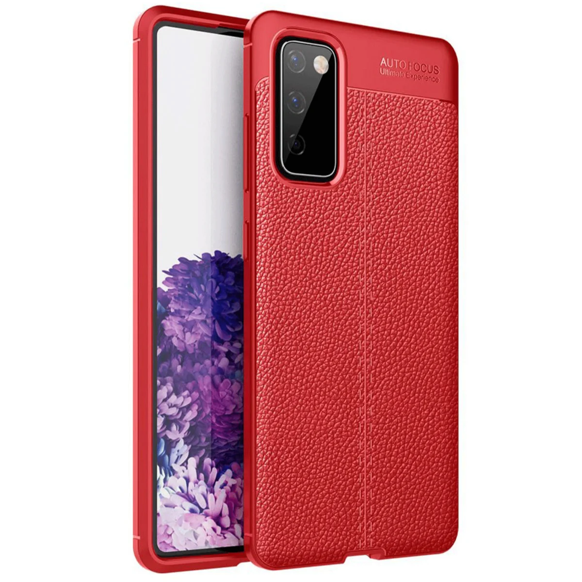 Galaxy S20 FE Kırmızı Auto Focus Kılıf - Deri Dokulu, Darbe Korumalı ve Ultra Hafif
