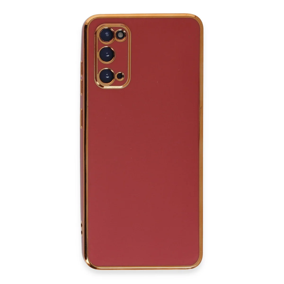 Galaxy S20 Volet Silikon Kılıf - Kırmızı & Gold Detaylı Premium Koruma