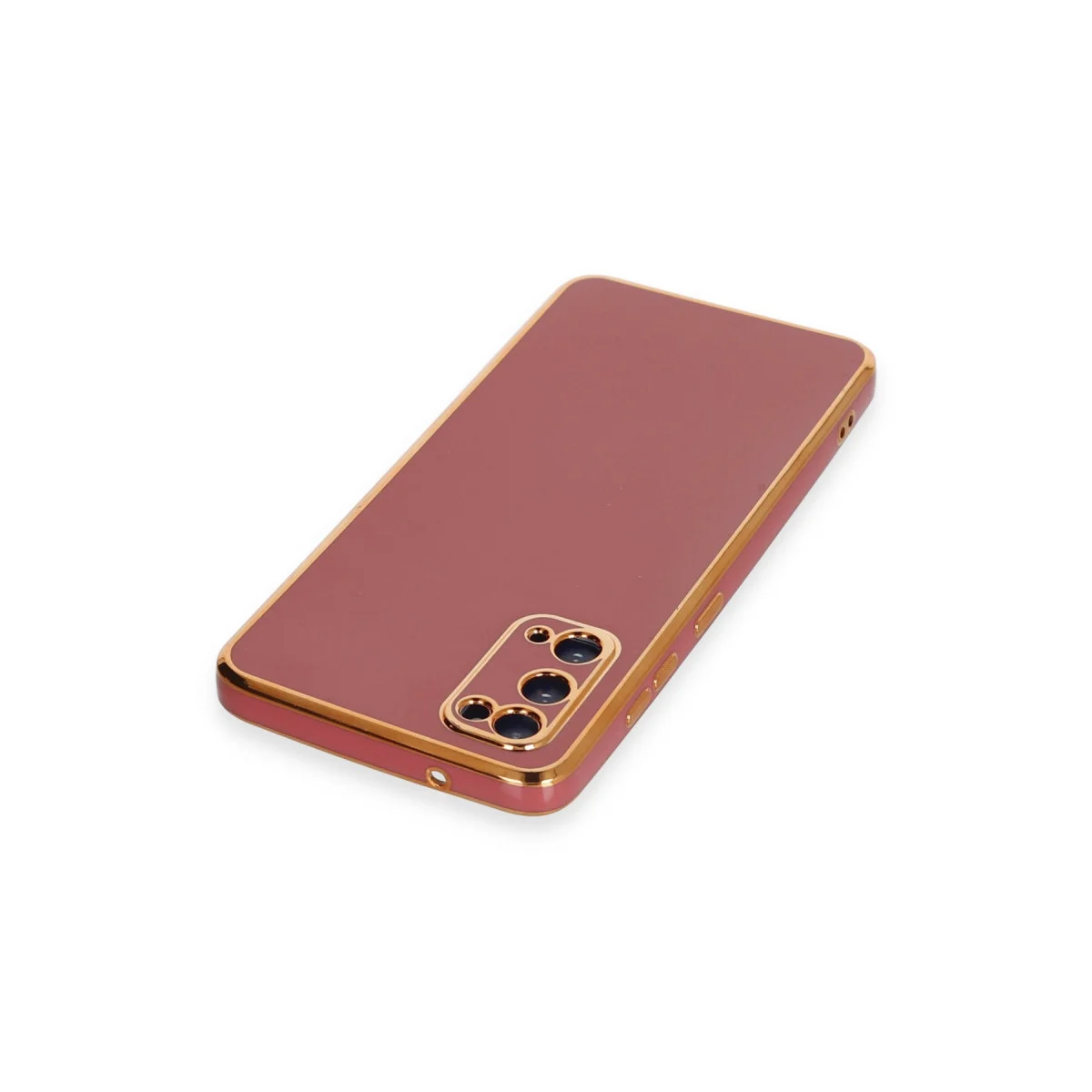 Galaxy S20 Volet Silikon Kılıf - Kırmızı & Gold Detaylı Premium Koruma