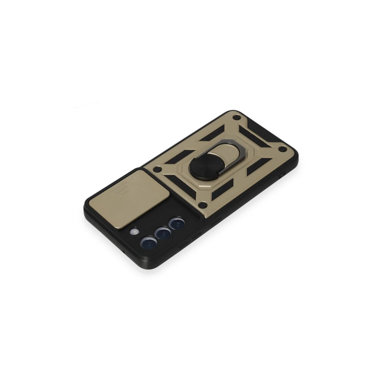 Galaxy S21 FE Silikon Kılıf - Lens Korumalı, Darbe Önleyici Gold Kılıf