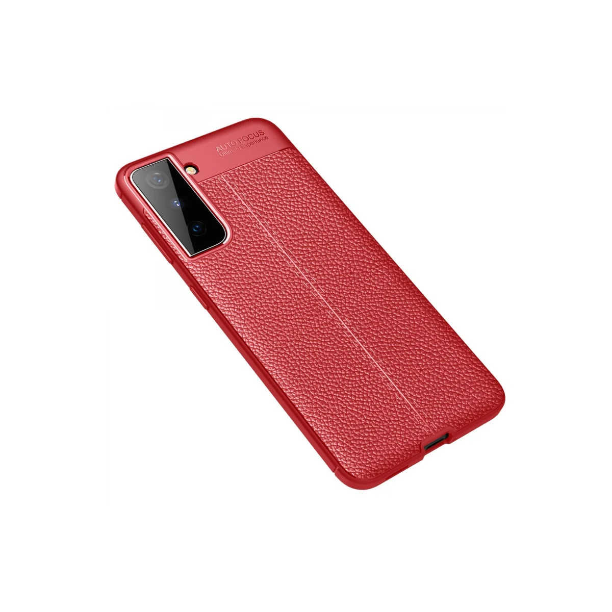 Galaxy S21 Kılıf - Kırmızı Auto Focus Deri Dokulu TPU Kılıf - Günlük Koruması ve Şıklığı