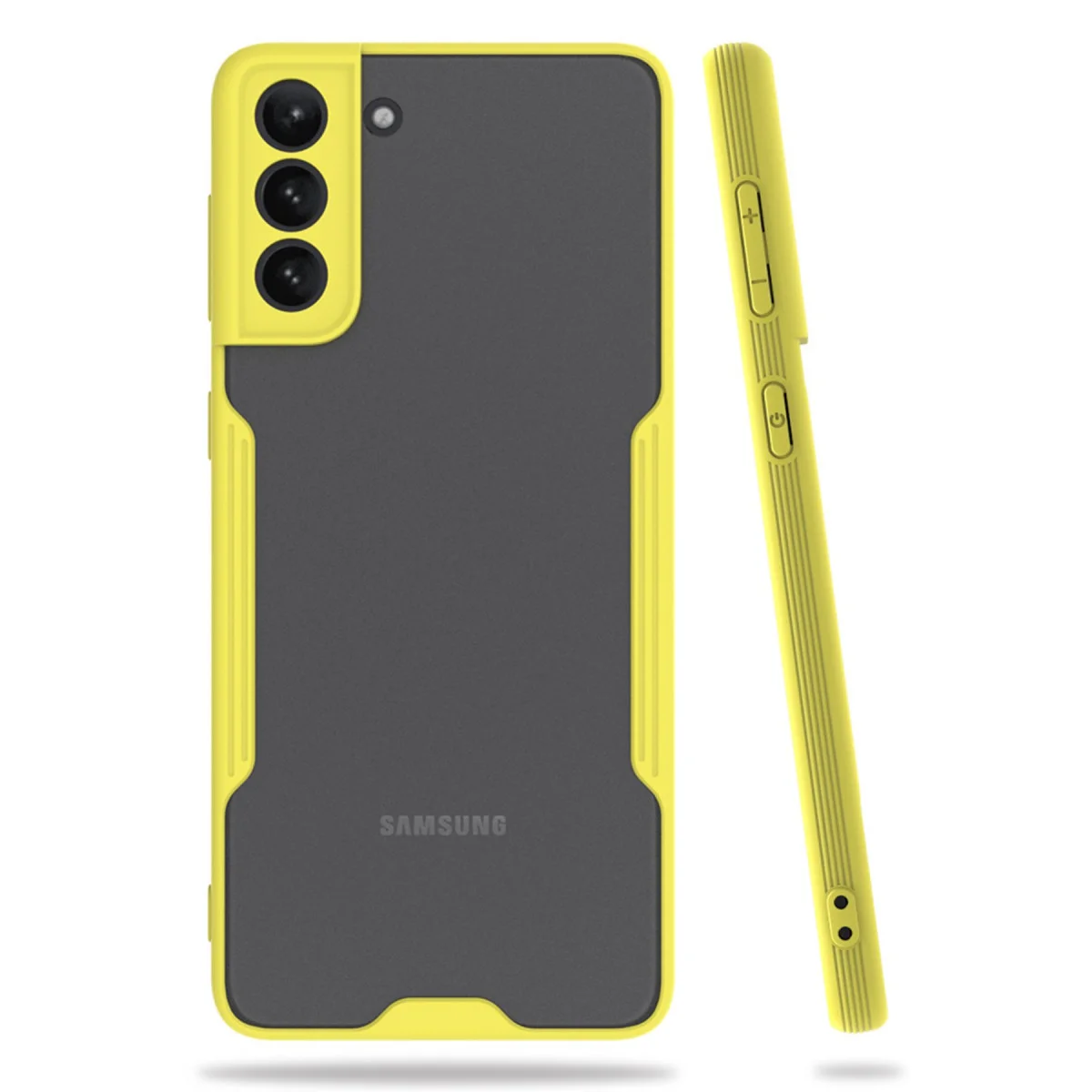 Galaxy S21 Plus Kılıf - Platin Silikon Mat Kapak Sarı
