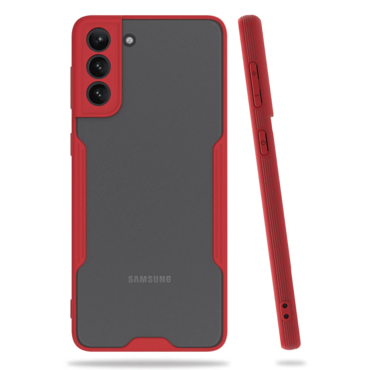 Galaxy S21 Plus Kılıf - Platin Silikon Kırmızı, Darbe Dayanıklı & Modern Tasarım