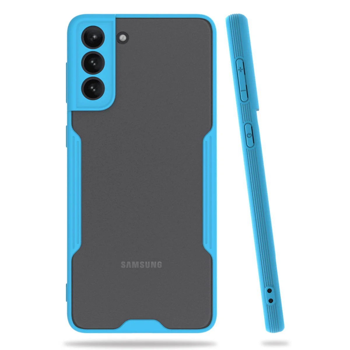 Galaxy S21 Plus Platin Silikon Kılıf - Mavi (Premium TPU Koruması)