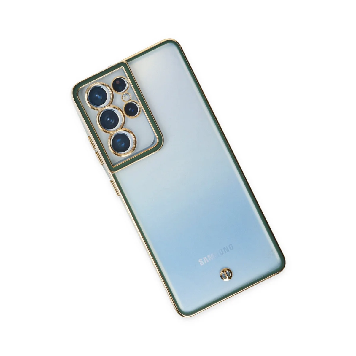 Galaxy S21 Ultra Liva Lens Silikon Kılıf - Yeşil Koruma ve Tasarım Birleşimi