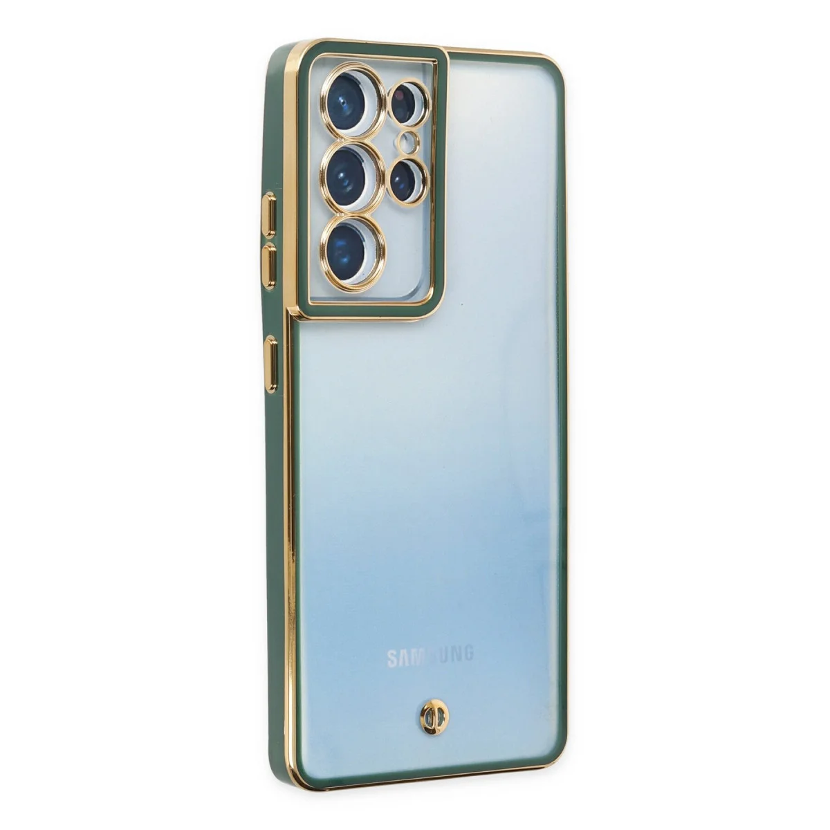 Galaxy S21 Ultra Liva Lens Silikon Kılıf - Yeşil Koruma ve Tasarım Birleşimi