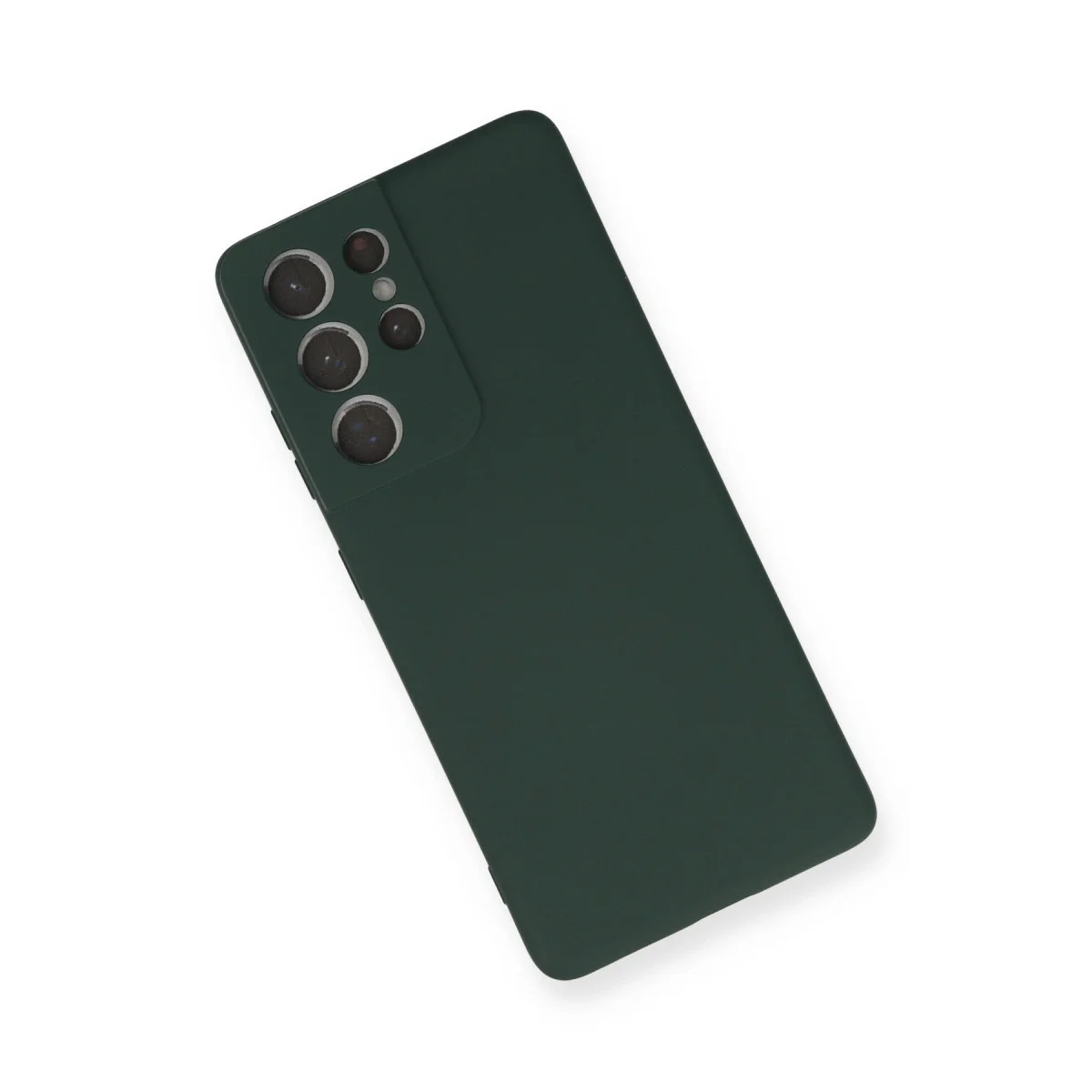 Galaxy S21 Ultra Nano İçi Kadife Silikon Kılıf - Koyu Yeşil