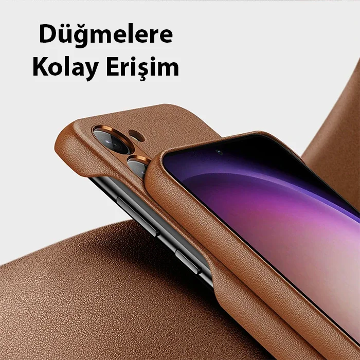 Galaxy S23 Deri Kılıf - Kablosuz Şarj Uyumlu Şık Koruma