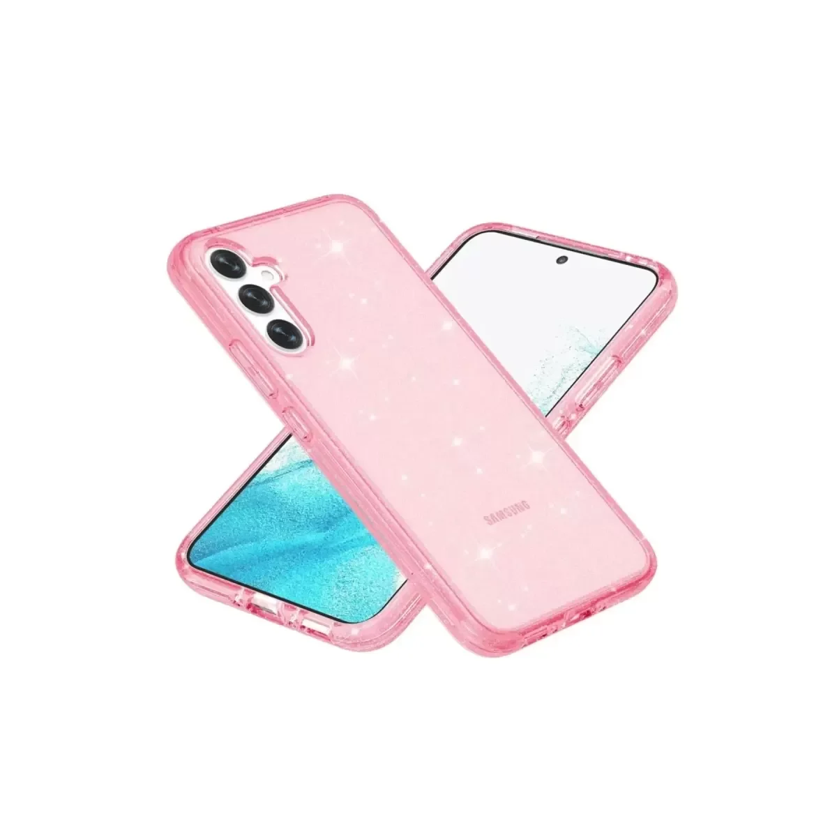Galaxy S23 FE ile Uyumlu Star MagSafe Kılıf - Pembe Parlak Simli Şık Telefon Kılıfı
