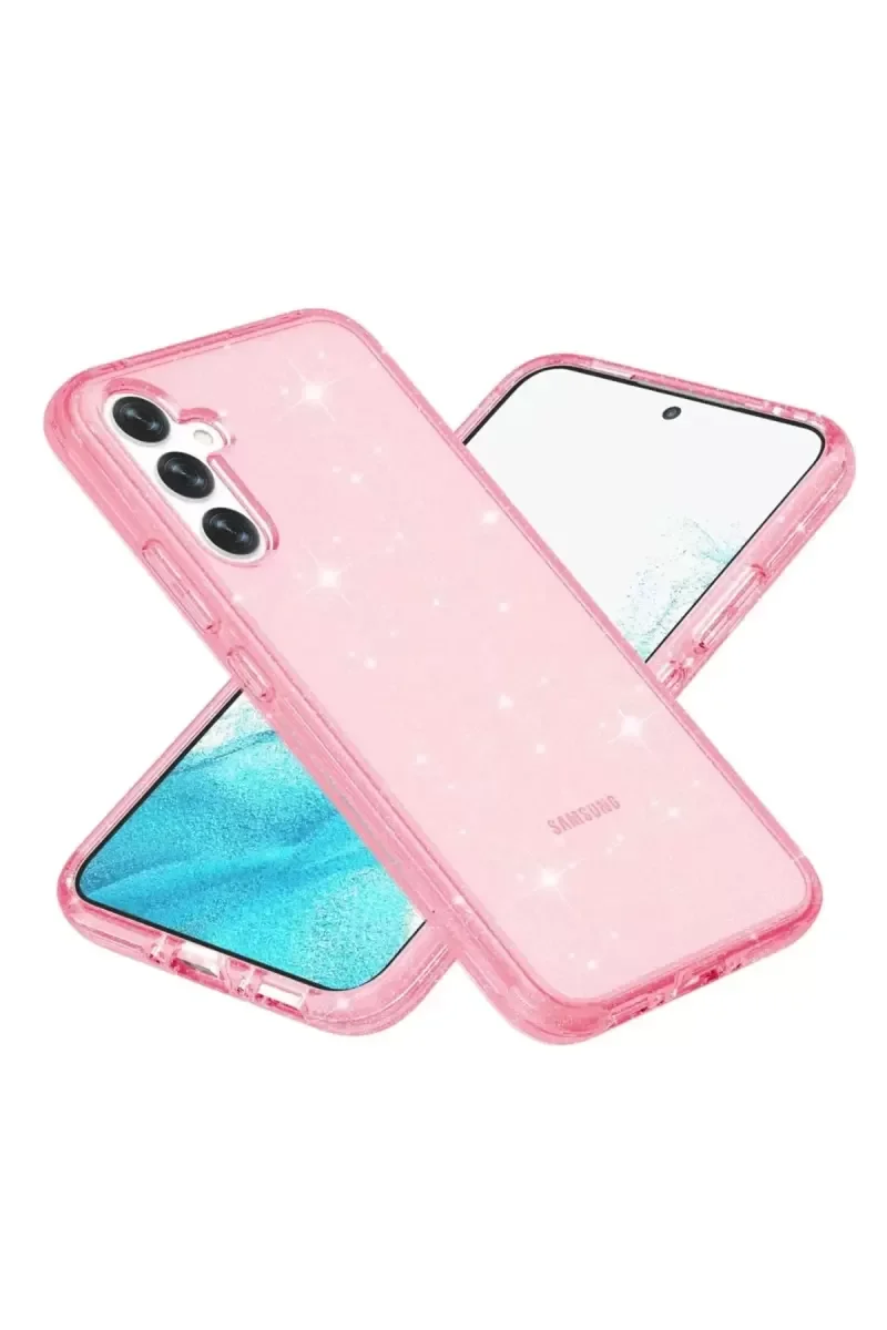 Galaxy S23 FE ile Uyumlu Star MagSafe Kılıf - Pembe Parlak Simli Şık Telefon Kılıfı