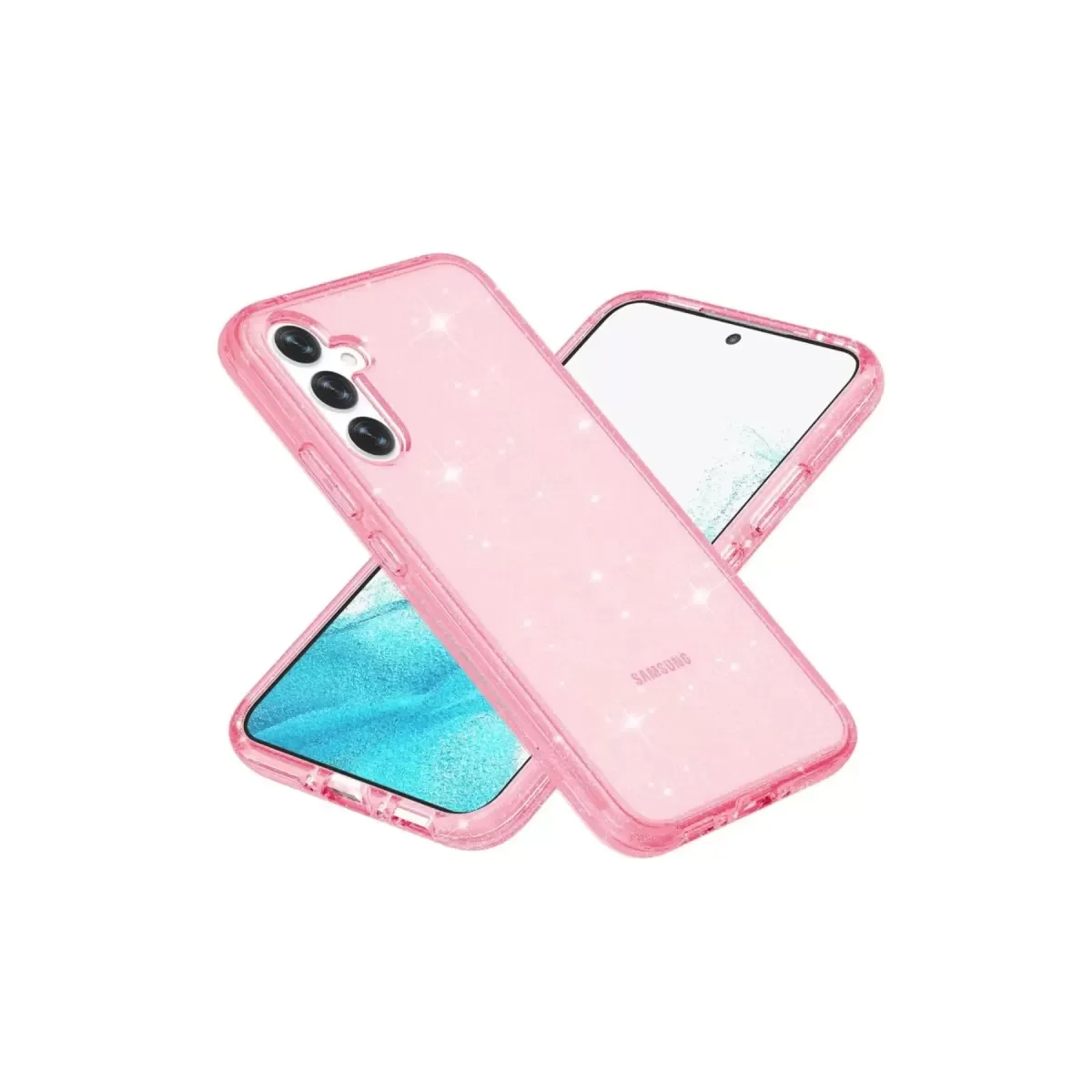 Galaxy S23 FE ile Uyumlu Star MagSafe Kılıf - Pembe Parlak Simli Şık Telefon Kılıfı
