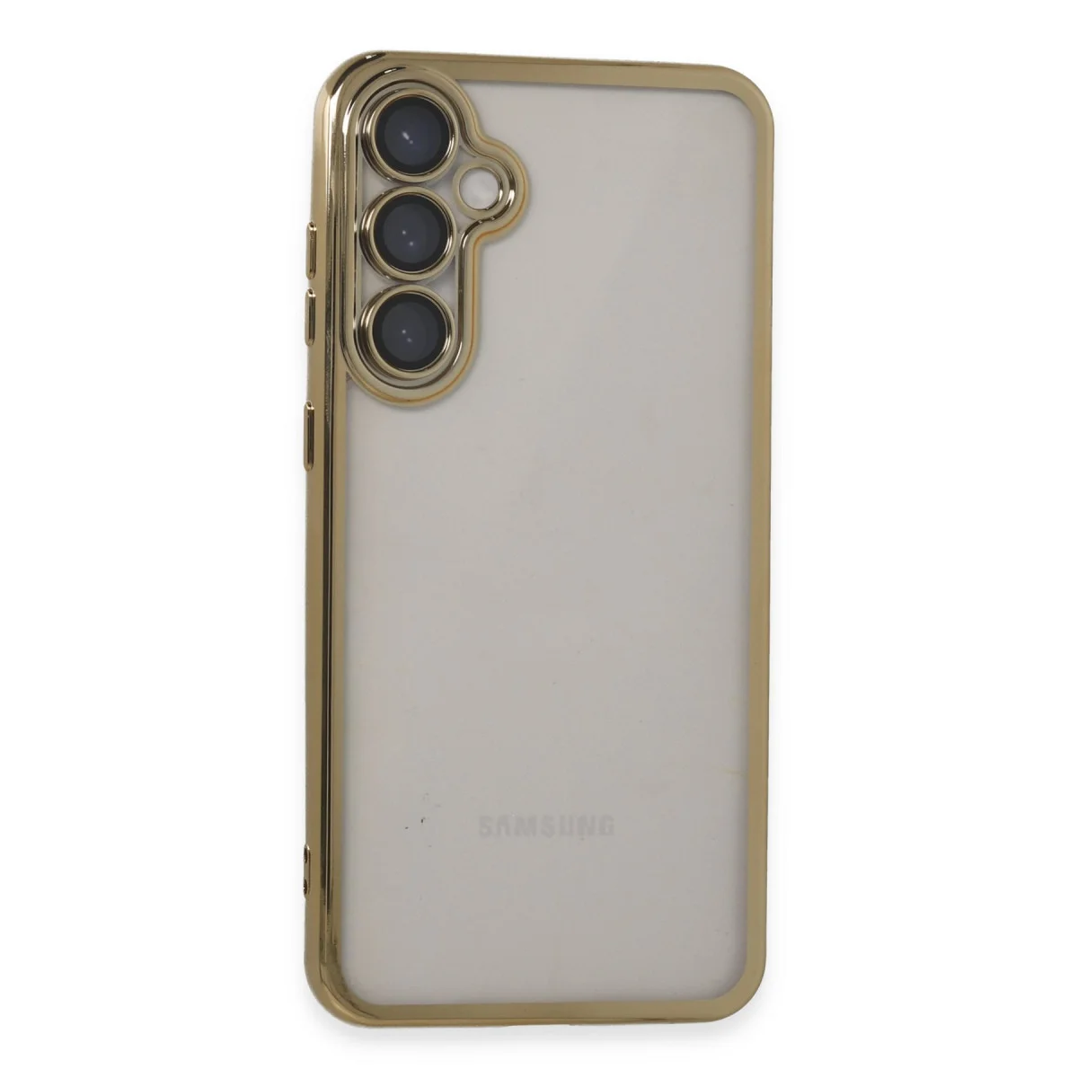 Galaxy S23 FE Razer Lensli Silikon Kılıf - Gold (Yüksek Koruma ve Estetik)