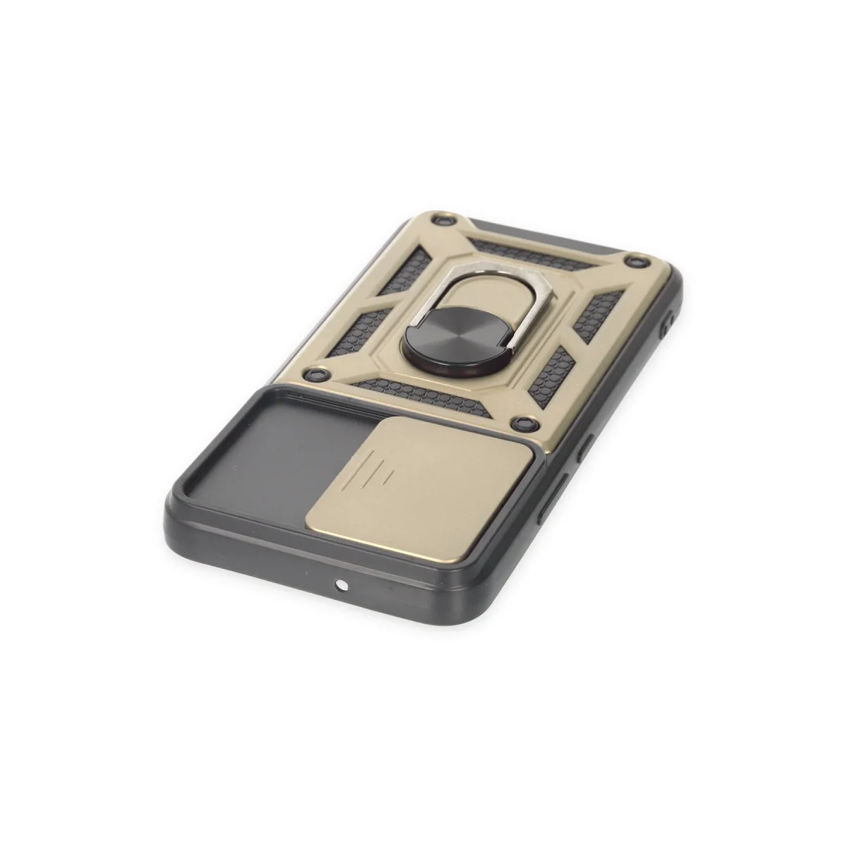 Galaxy S23 Kılıf - Pars Lens Yüzüklü Silikon Gold - Maksimum Koruma ve Stand