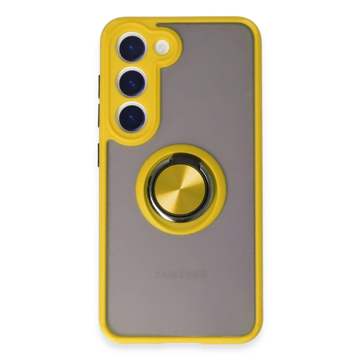 Galaxy S23 Montreal Yüzüklü Silikon Kılık - Sarı & Maksimum Koruma