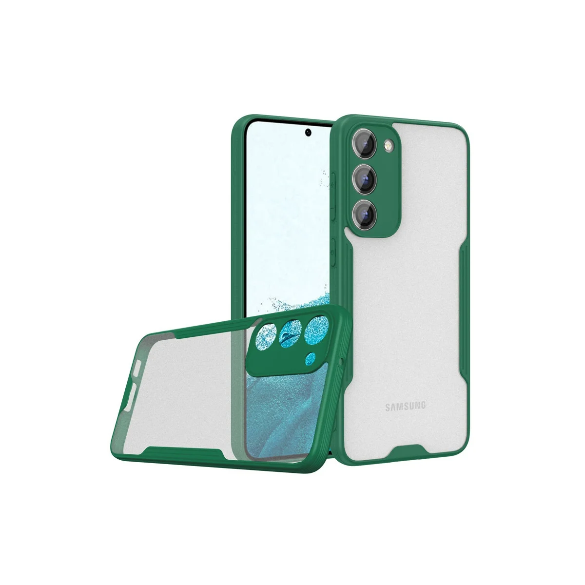 Galaxy S23 Plus Kılıf Platin Silikon Yeşil - TPU + Fiber Karışımı Güçlü Kalkan