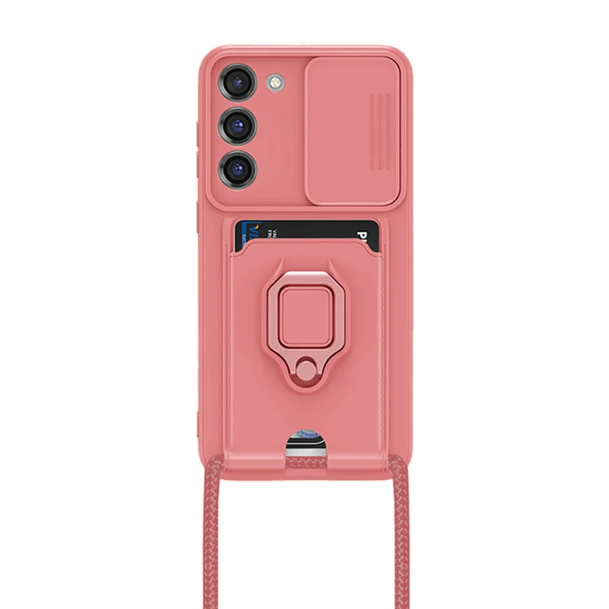 Galaxy S23 Plus Zuma Kartvizitli Yüzüklü Silikon Kılıf - Pembe