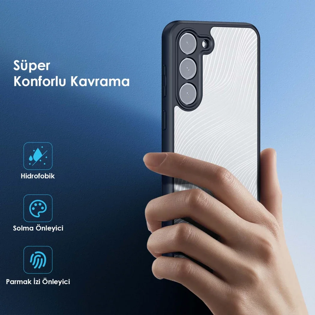 Galaxy S23 Plusa Uyumlu Duxy Aimo Serisi Frost Sert Kapak - Antiparmakizi Lensli Silikon TPU Kılıf