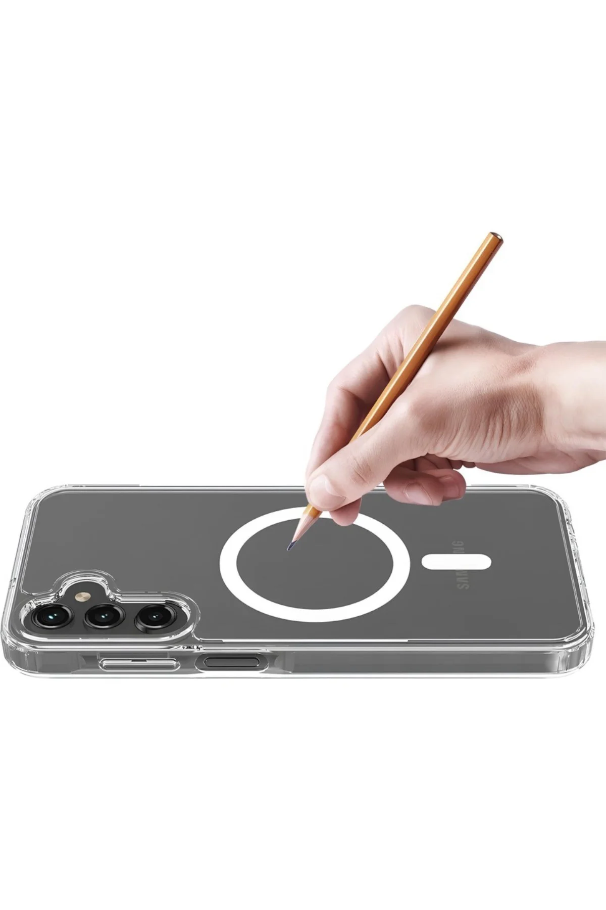Galaxy S23 Şeffaf Mika Sararmaz Sert Magsafe Kılıf