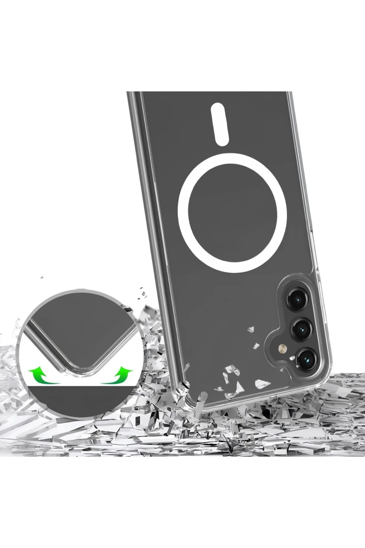 Galaxy S23 Şeffaf Mika Sararmaz Sert Magsafe Kılıf