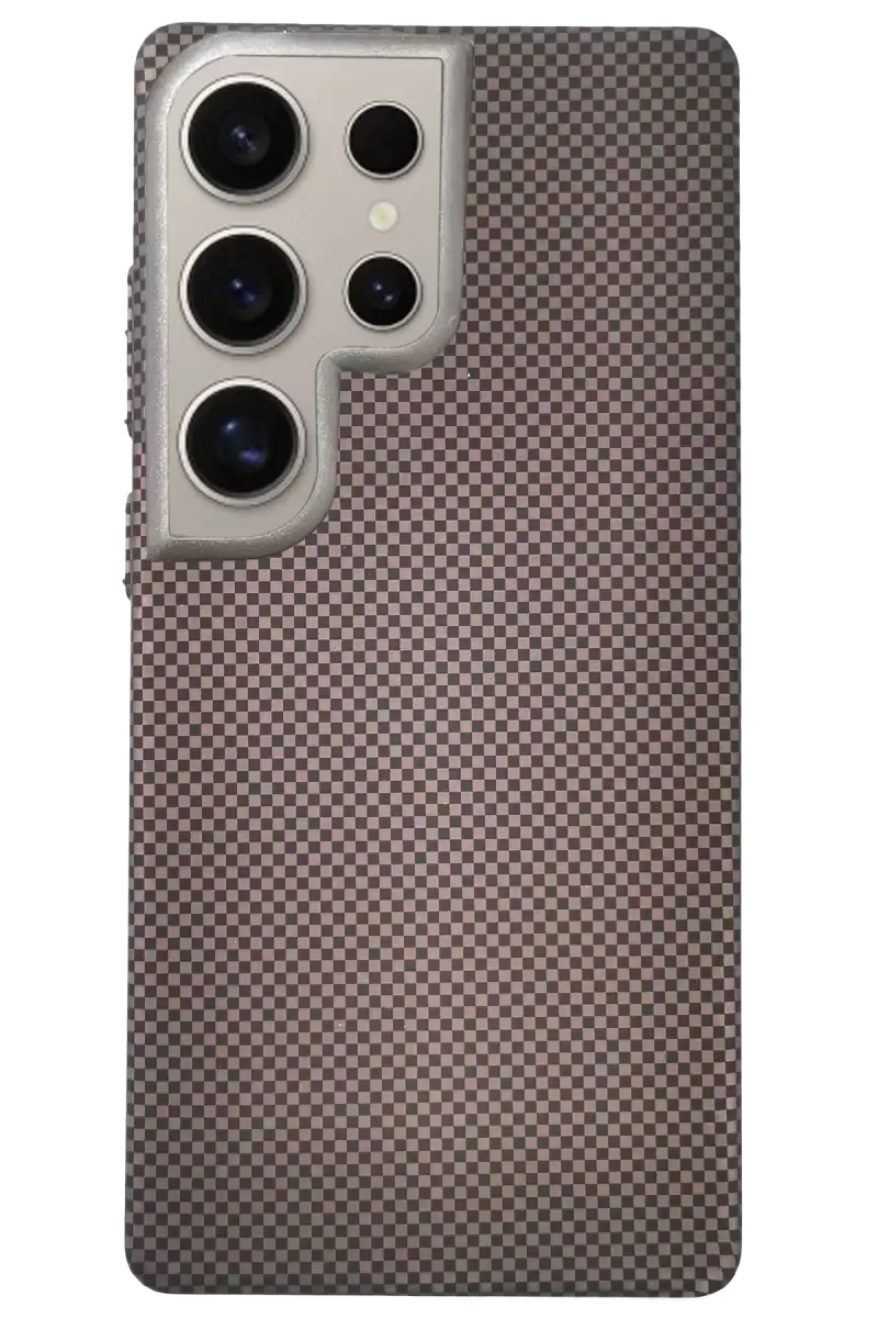 Galaxy S23 Ultra ile Uyumlu Magsafe Kapak - Karbon Fiber Natural Grey