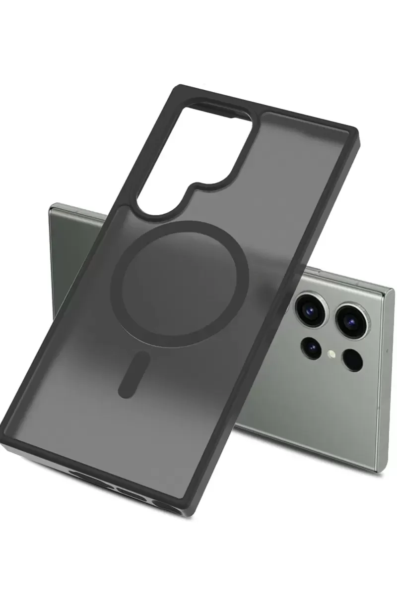 Galaxy S23 Ultra ile Uyumlu MagSafe Kılıf - Derin Mor, Çift Katmanlı Koruma