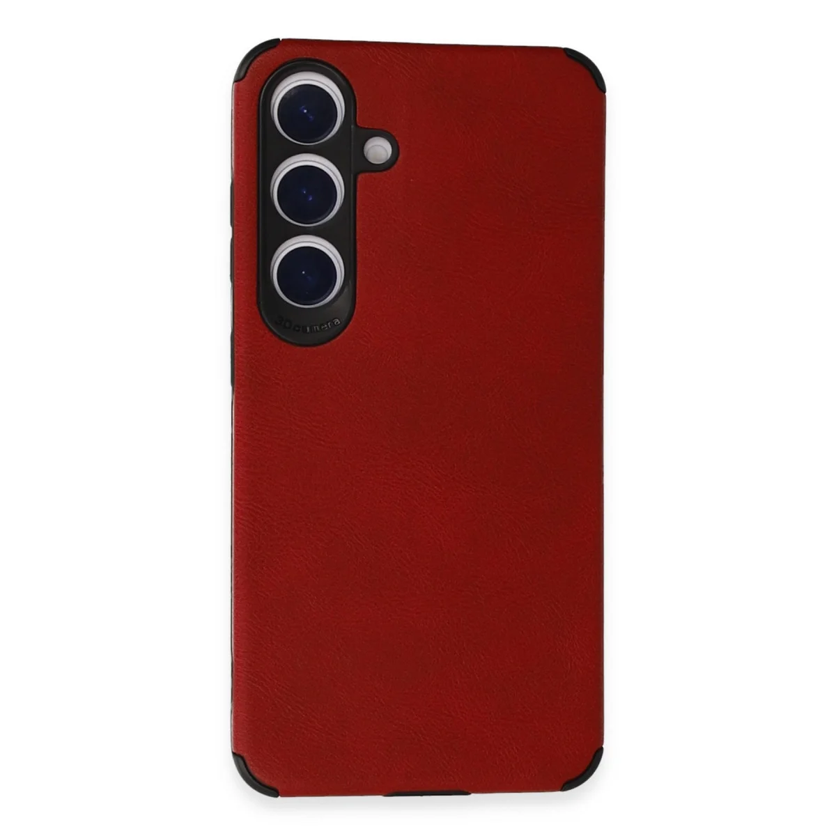 Galaxy S24 Deri Silikon Kılıf Kırmızı - Yüksek Koruma ve Kamera Kalkanı