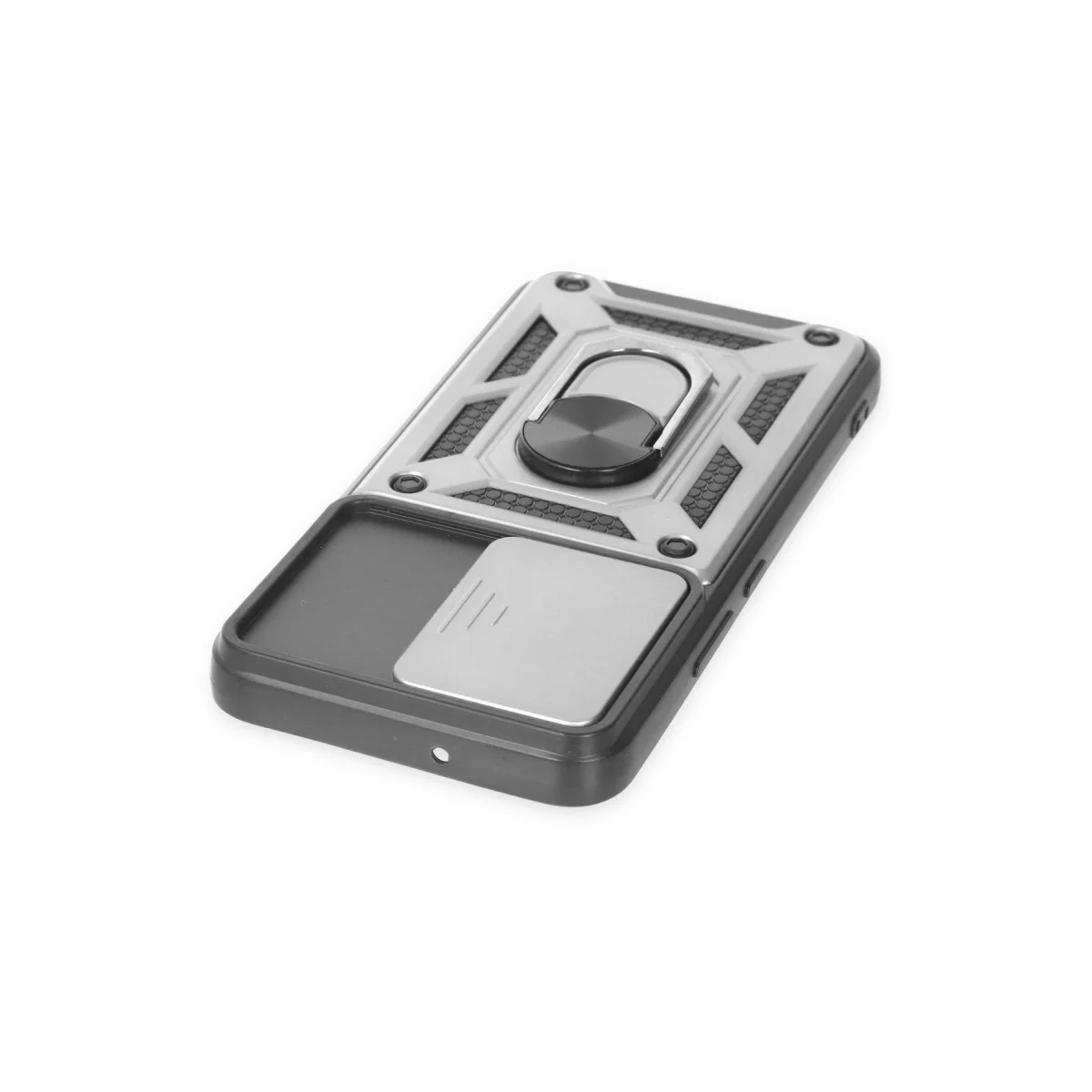 Galaxy S24 Kılıf Pars Lens Yüzüklü Silikon Gümüş - Premium Koruma ve Stand