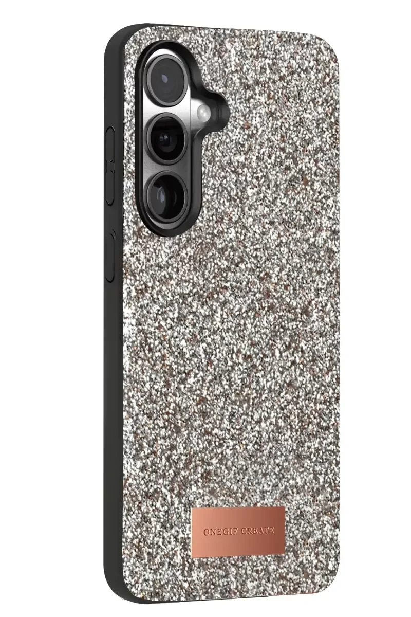 Galaxy S24 Plus ile Uyumlu Bright Simli Kapak - Gümüş Boncuk İşlemeli Telefon Kılıfı