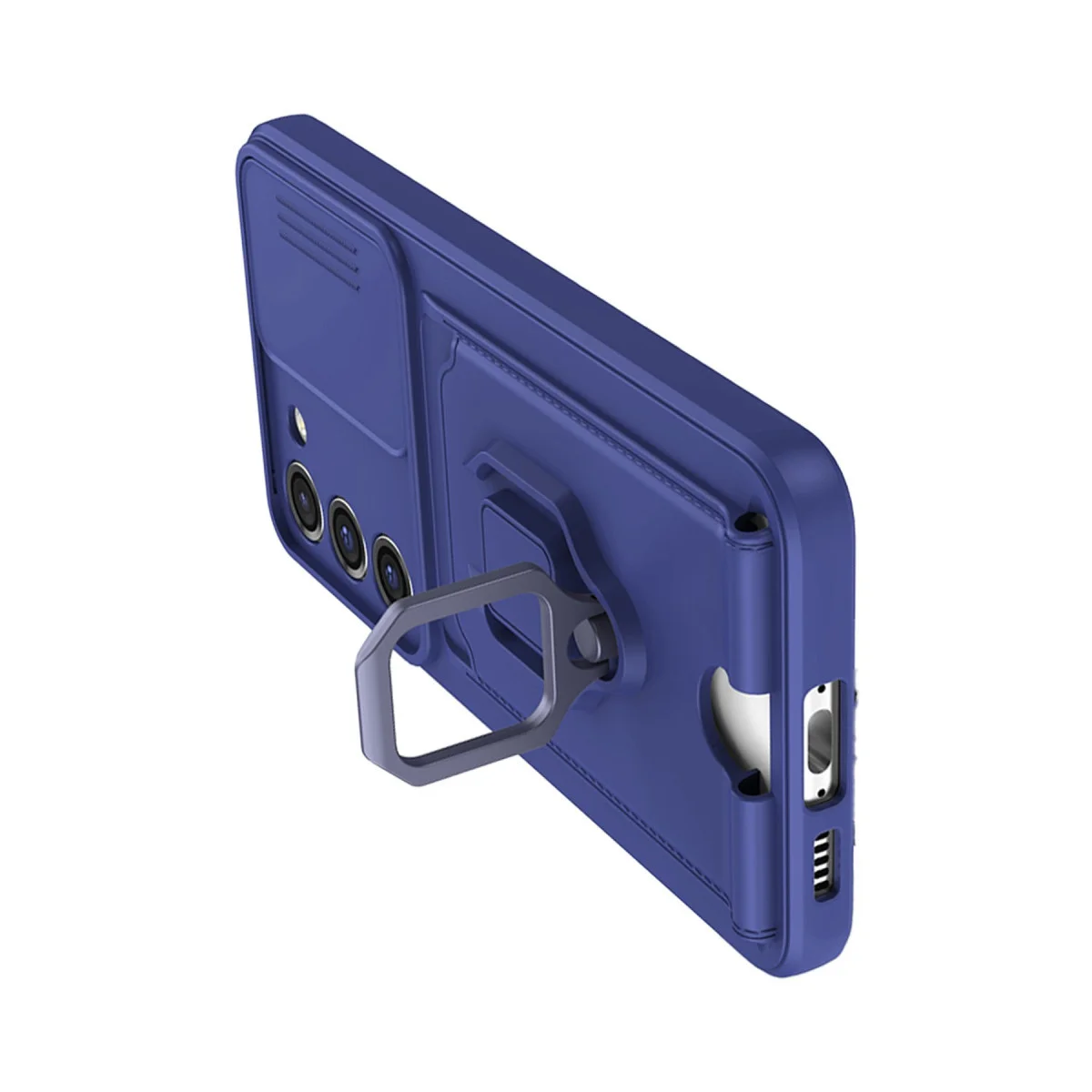 Galaxy S24 Plus Kılıf Zuma Kartvizitli Silikon - Lacivert - Kamera Korumalı ve Standlı