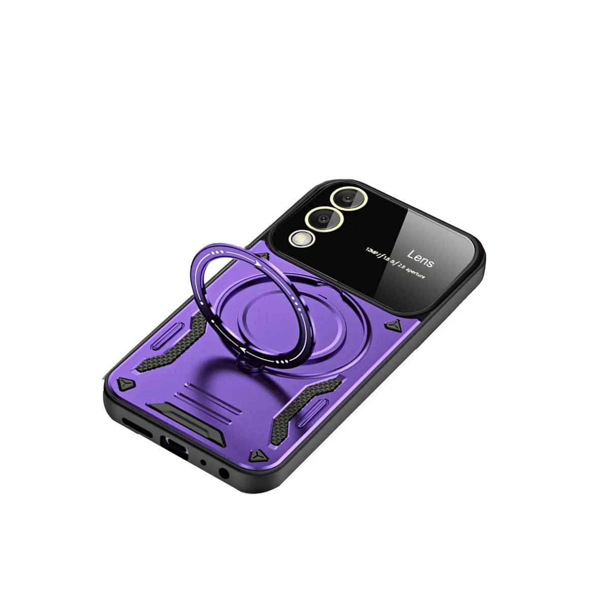 Galaxy S25 Edge Kılıf Joy Lens Standlı Mor - 360° Döner Parmak Halkası ve 180° Katlanabilir Stand