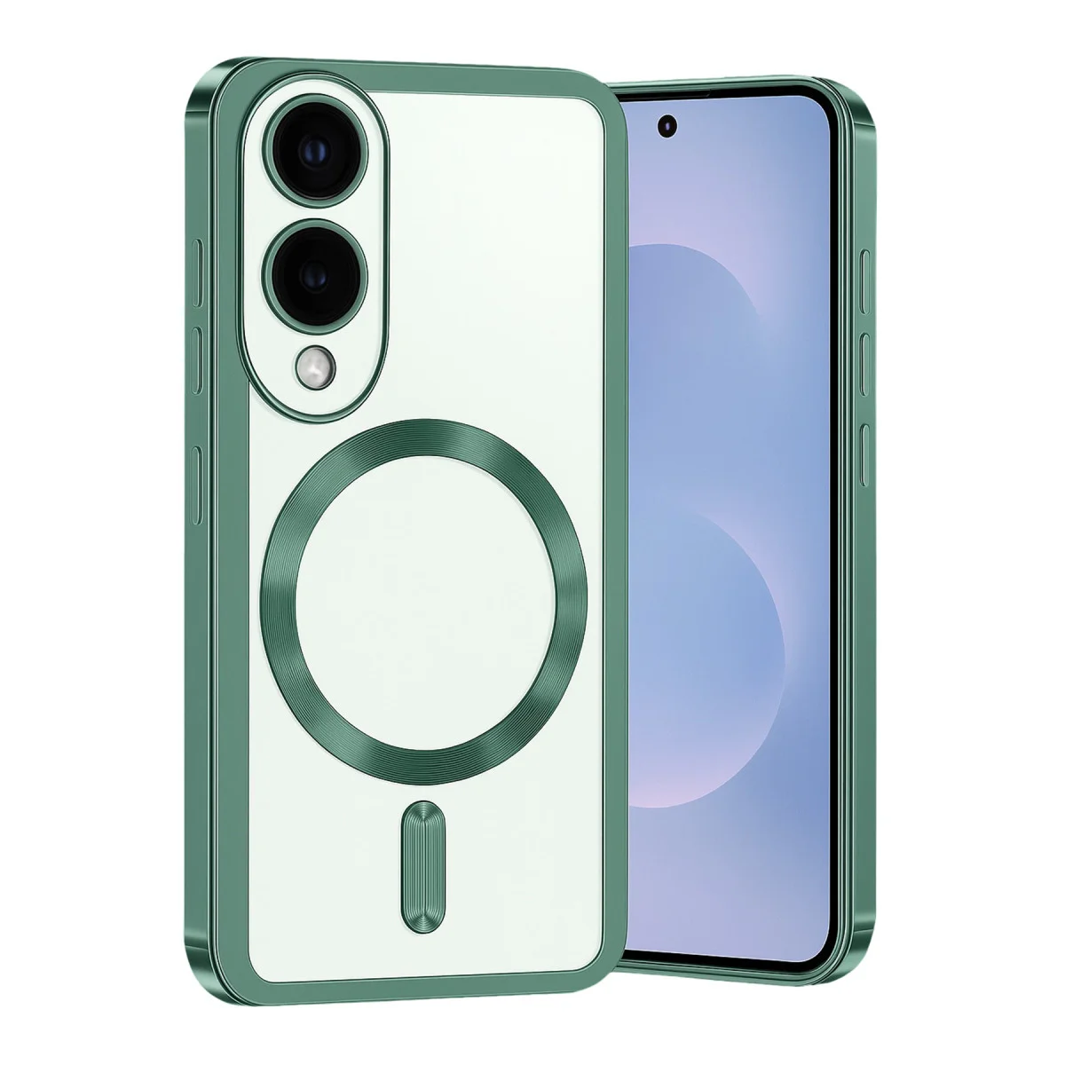 Galaxy S25 Edge Kross Magneticsafe Koyu Yeşil Kapak - MagSafe Uyumlu Şeffaf ve Koruyucu Kılıf