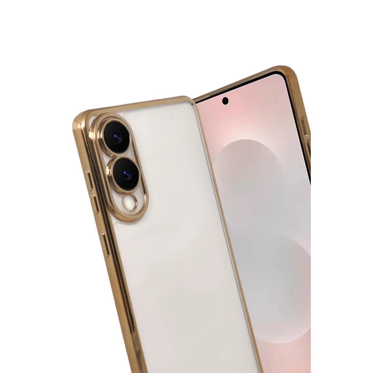 Galaxy S25 Edge Razer Lensli Silikon Kılıf - Gold, Şeffaf ve Korumalı