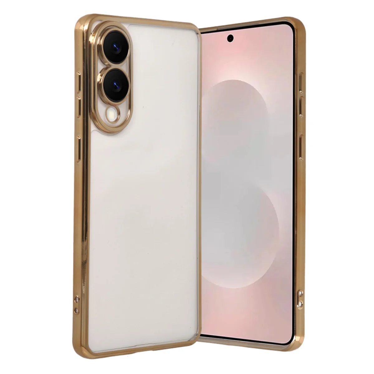 Galaxy S25 Edge Razer Lensli Silikon Kılıf - Gold, Şeffaf ve Korumalı