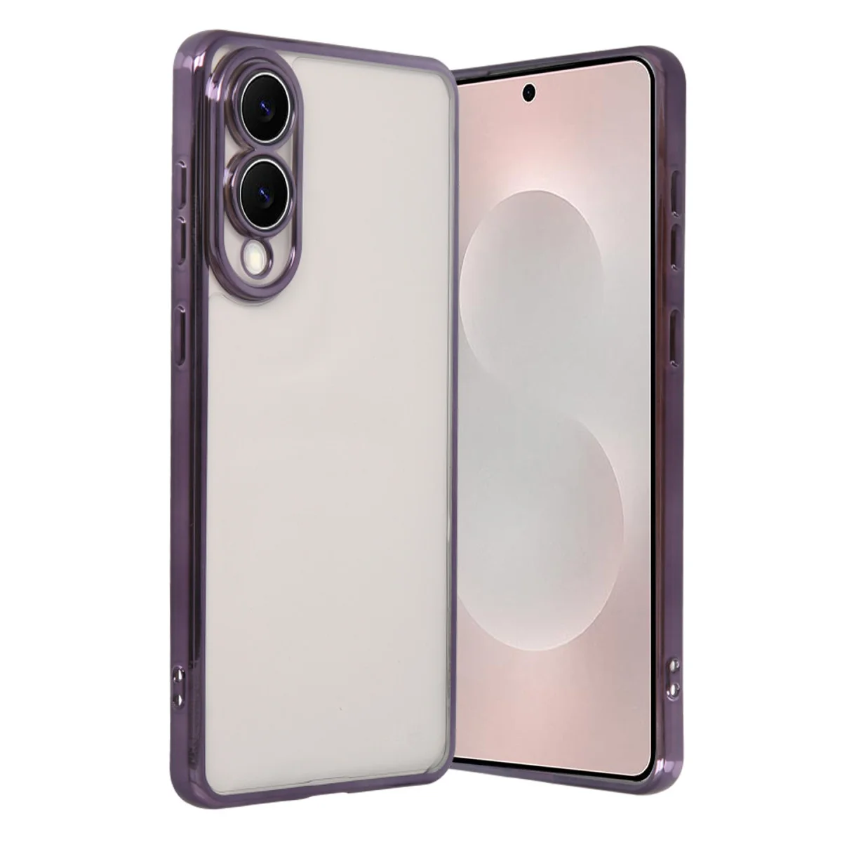 Galaxy S25 Edge Razer Lensli Silikon Kılıf - Mor ve Estetik Kamera Koruması