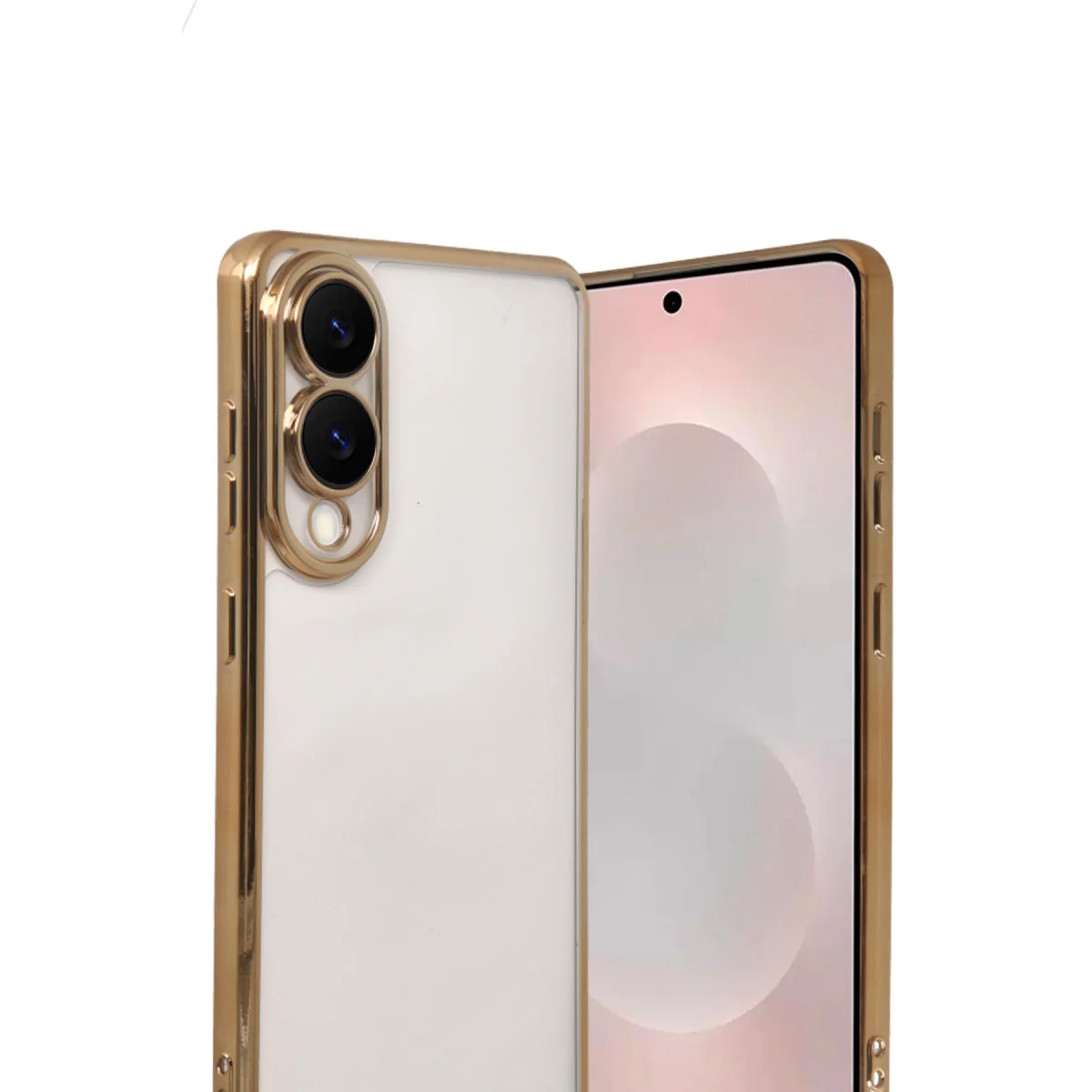 Galaxy S25 Edge Razer Lensli Silikon Kılıf - Gold, Şeffaf ve Korumalı