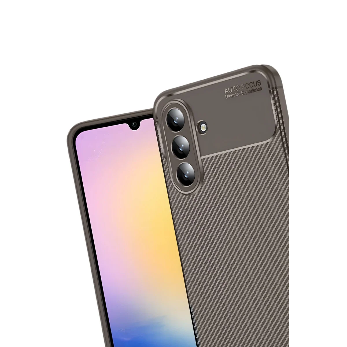 Galaxy S25 FE Auto Focus Karbon Kapak - Kahverengi Çizilmeye Karşı Güçlü Koruma