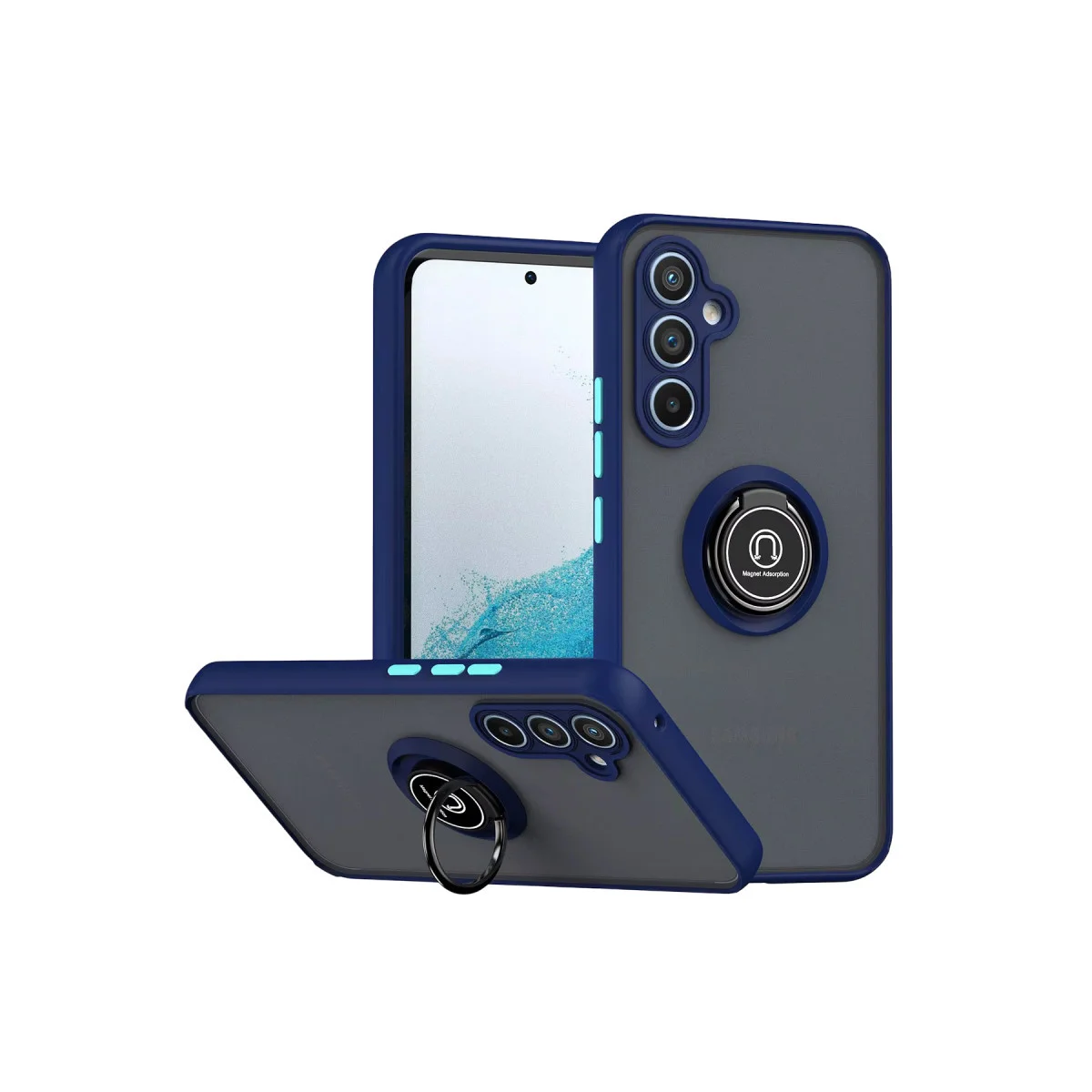 Galaxy S25 FE Montreal Yüzüklü Silikon Kapak - Lacivert, Kamera Koruma ve Metal Stand ile Mükemmel Koruma