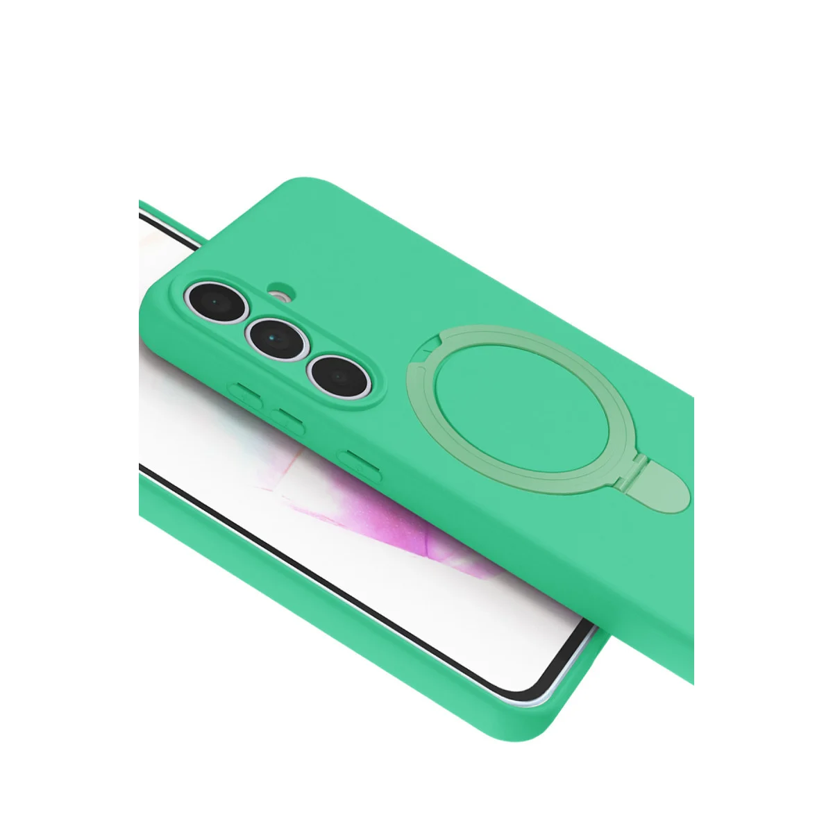 Galaxy S25 FE Regal Yeşil Magsafe Standlı Kapak - Pratik Şarj ve Estetik Koruma