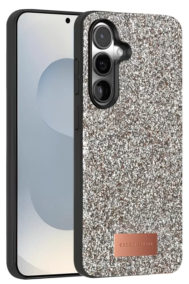 Galaxy S25 ile Uyumlu Bright Simli Kapak - Gümüş Boncuk İşlemeli