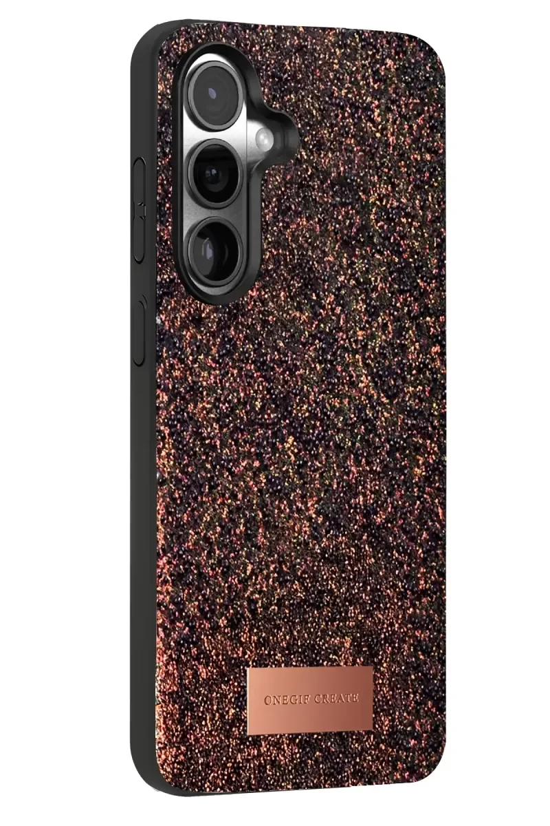Galaxy S25 ile Uyumlu Bright Simli Kapak - Derin Mor Boncuk İşlemeli Şık Telefon Kılıfı